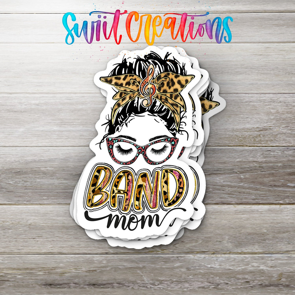 Band Mom Leopard Print Waterproof Vinyl Sticker | SS315 - Swiit Creations