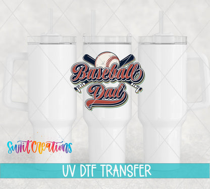 Baseball Dad UV DTF Decal | Retro Sports Tumbler Wrap | UV1501 - Swiit Creations