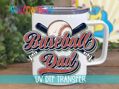 Baseball Dad UV DTF Decal | Retro Sports Tumbler Wrap | UV1501 - Swiit Creations