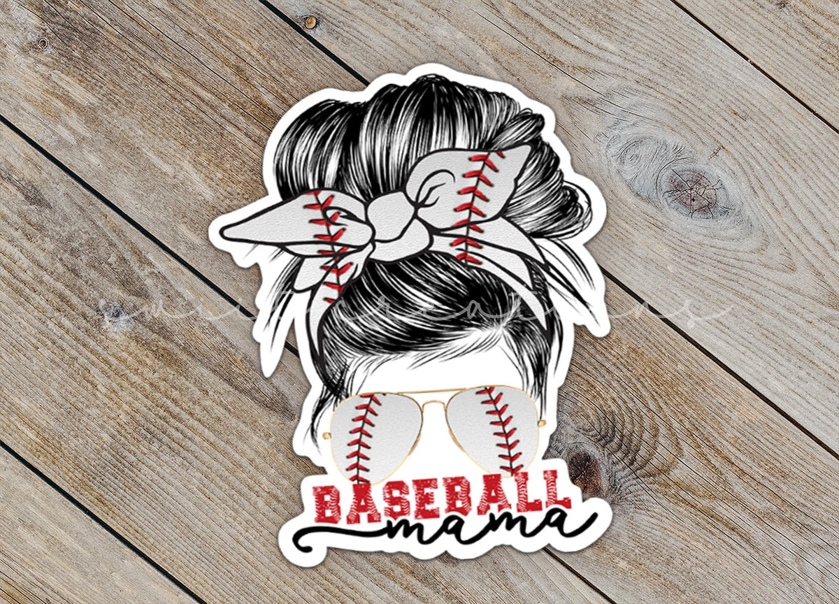 Baseball Mama Messy Bun Sticker SS829 - Swiit Creations