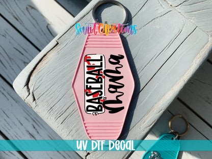 Baseball Mama Motel Keychain UV DTF Transfer | Sports Mom Design | MK582 - Swiit Creations