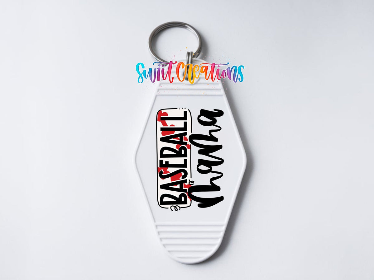 Baseball Mama Motel Keychain UV DTF Transfer | Sports Mom Design | MK582 - Swiit Creations