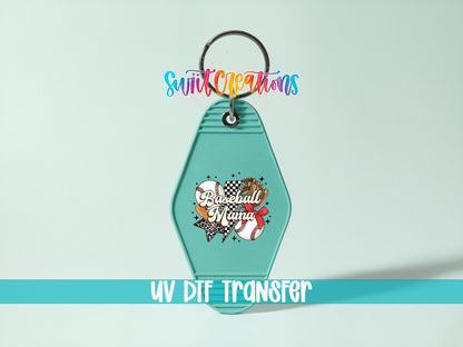 Baseball Mama Retro Starburst Motel Keychain UV DTF Transfer | Decal | MK1992 - Swiit Creations