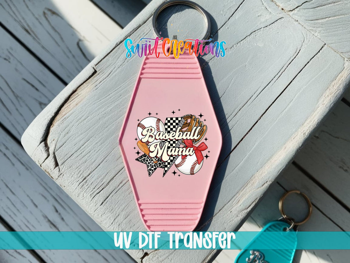 Baseball Mama Retro Starburst Motel Keychain UV DTF Transfer | Decal | MK1992 - Swiit Creations