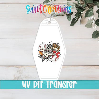 Baseball Mama Retro Starburst Motel Keychain UV DTF Transfer | Decal | MK1992 - Swiit Creations