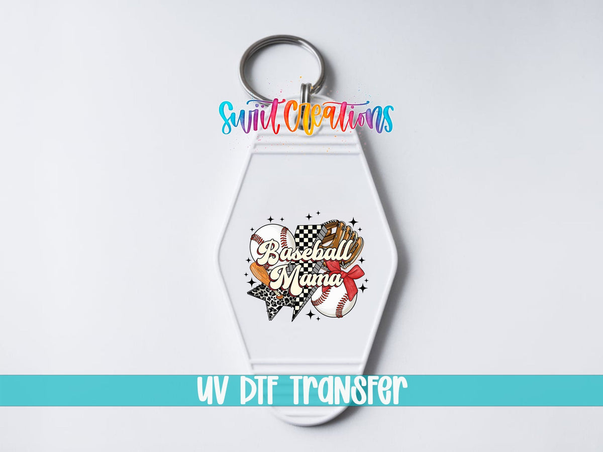Baseball Mama Retro Starburst Motel Keychain UV DTF Transfer | Decal | MK1992 - Swiit Creations