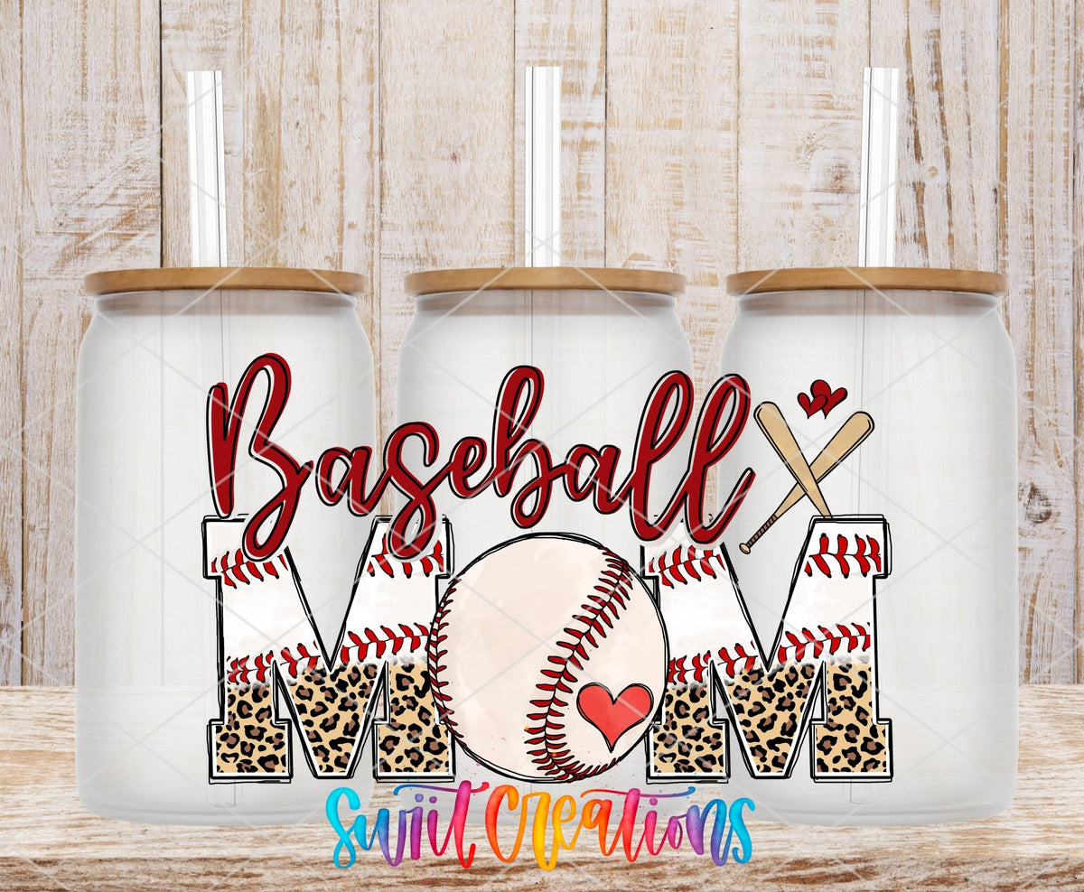 Baseball Mom UV DTF Transfer Tumbler Wrap | Leopard Print Sports | DTF223 - Swiit Creations