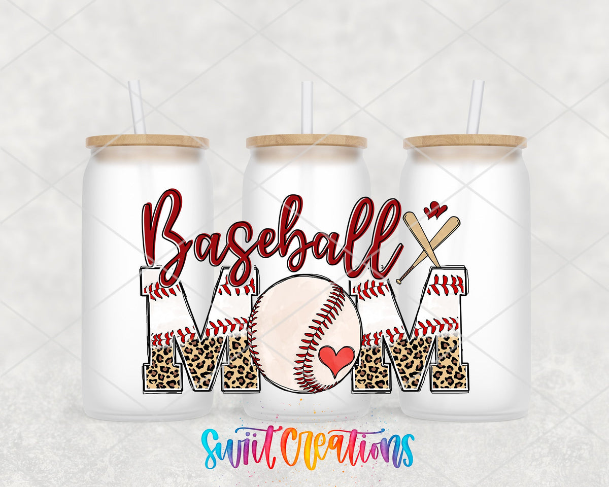 Baseball Mom UV DTF Transfer Tumbler Wrap | Leopard Print Sports | DTF223 - Swiit Creations