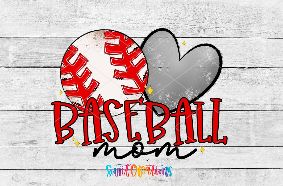 Baseball Mom UV DTF Transfer Tumbler Wrap | Red Softball Heart Sports Cup Decal | DTF235 - Swiit Creations