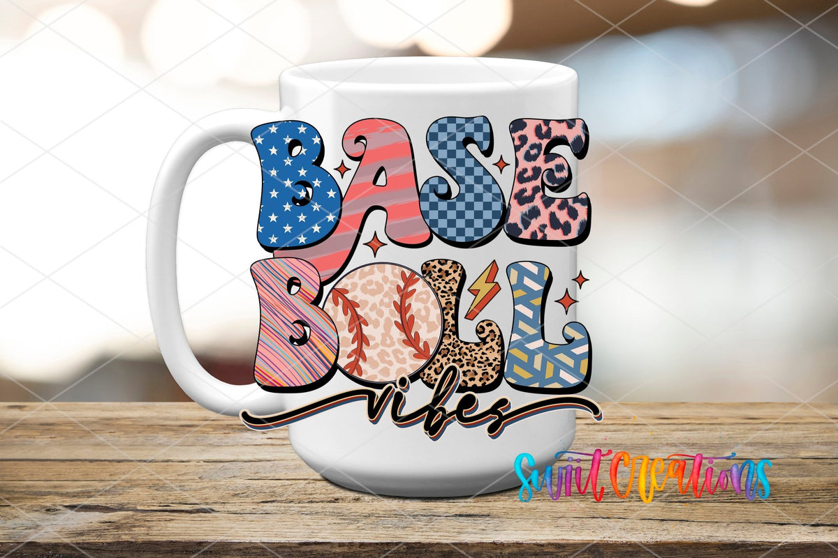 Baseball Vibes UV DTF Decal | Groovy Retro Sports Tumbler Wrap | UV1500 - Swiit Creations