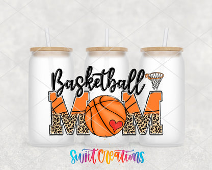 Basketball Mom UV DTF Transfer Tumbler Wrap | Leopard Orange Sports Cup Decal | DTF218 - Swiit Creations
