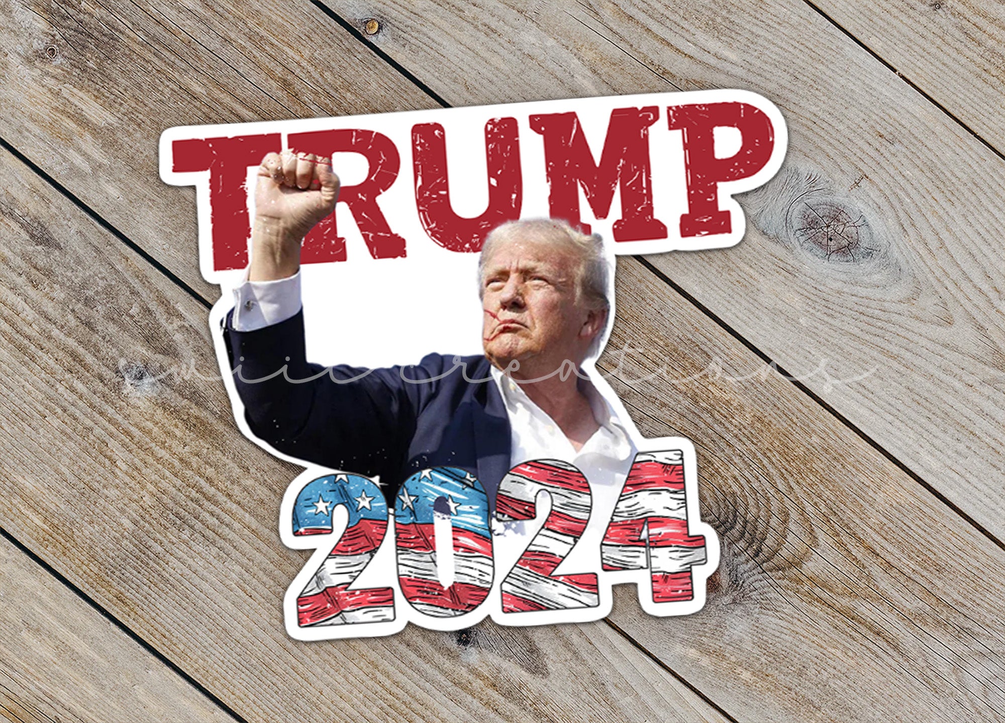 a sticker with a picture of a man holding a fist