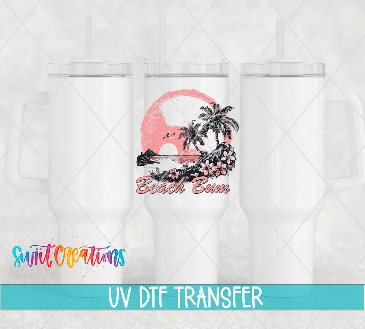 Beach Bum Tropical Sunset UV DTF Cup Decal | UV940 - Swiit Creations