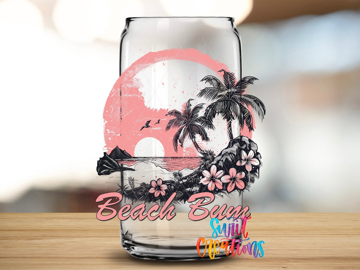 Beach Bum Tropical Sunset UV DTF Cup Decal | UV940 - Swiit Creations