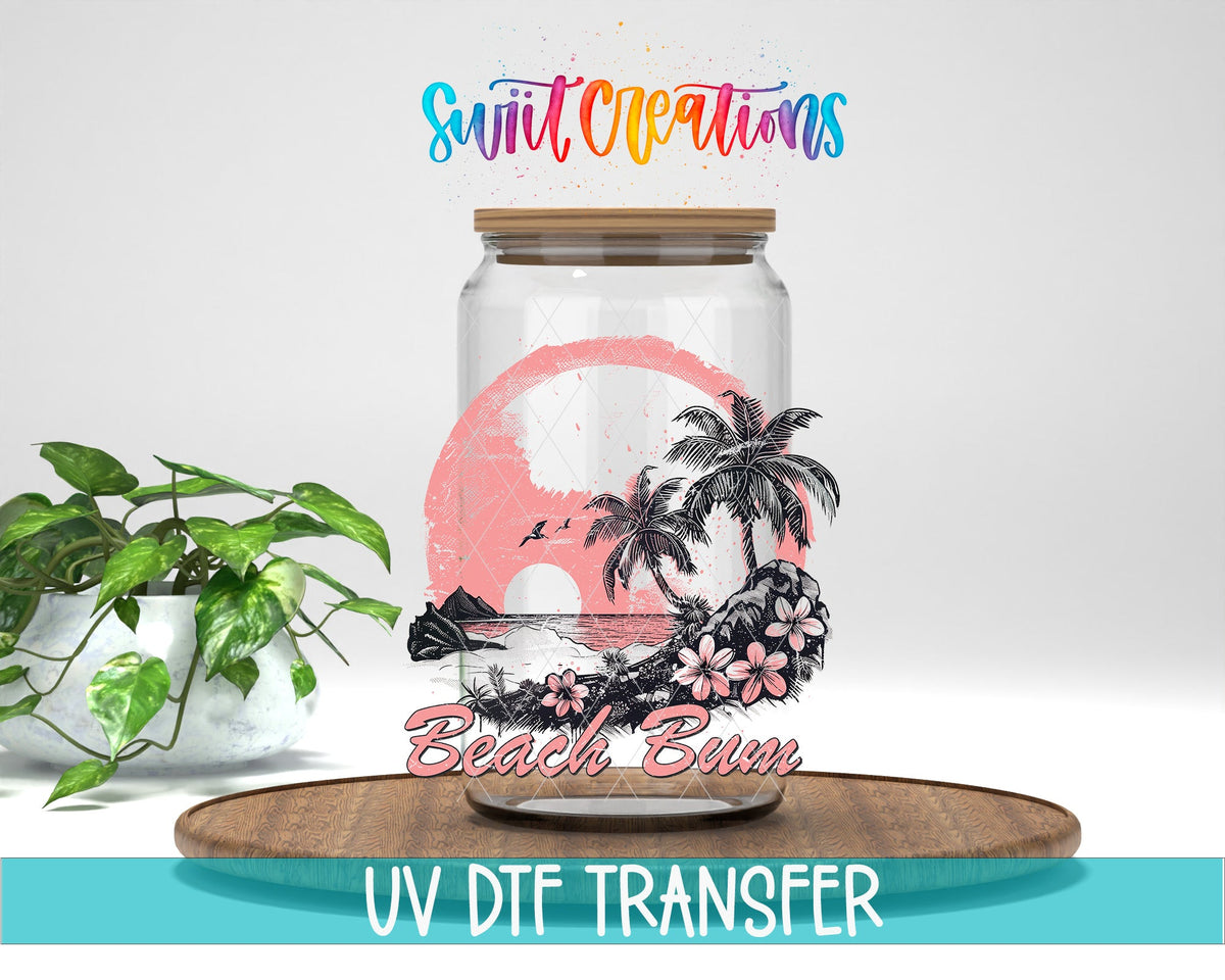 Beach Bum Tropical Sunset UV DTF Cup Decal | UV940 - Swiit Creations