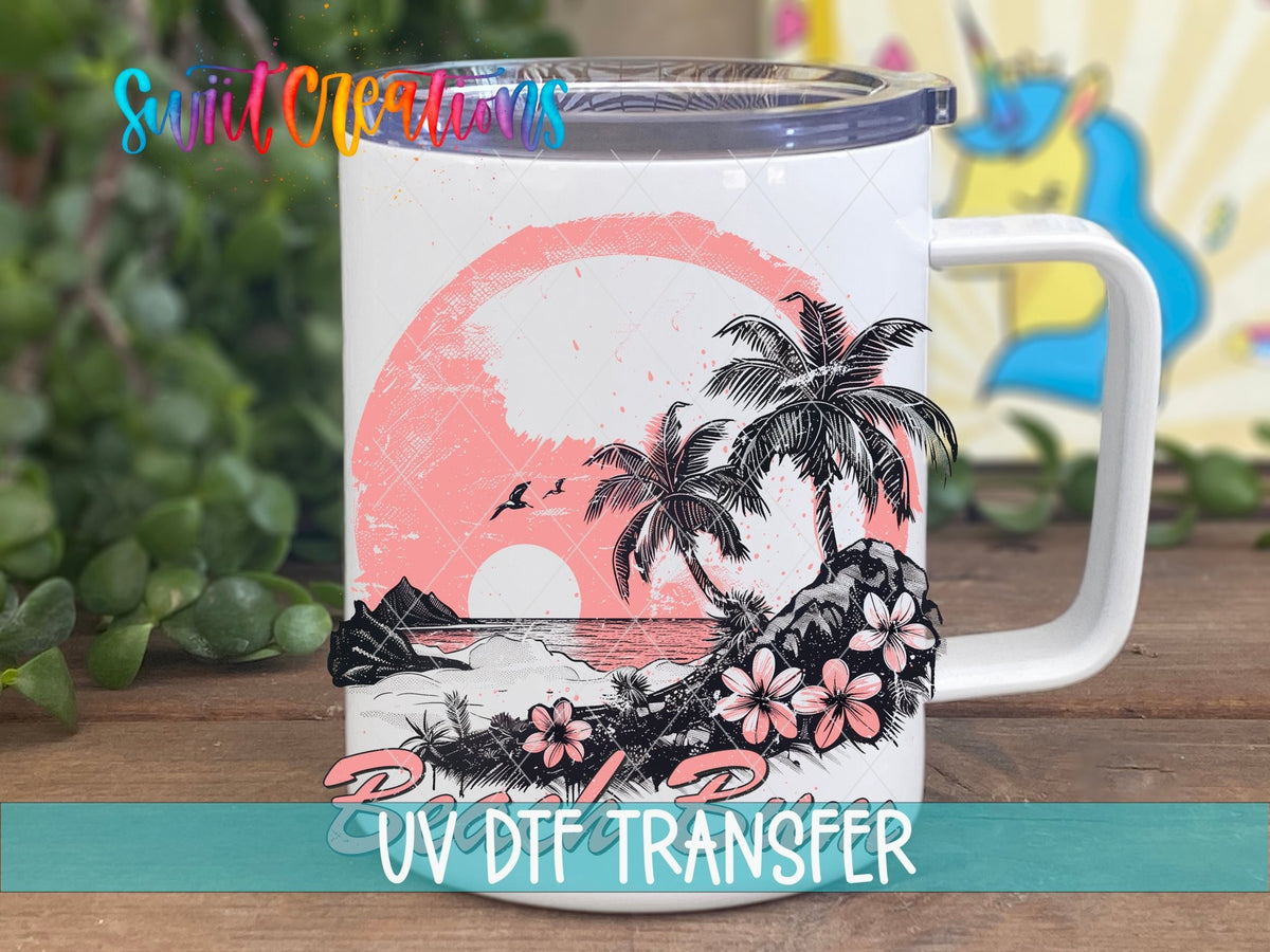Beach Bum Tropical Sunset UV DTF Cup Decal | UV940 - Swiit Creations