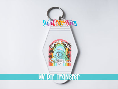 Beach More Worry Less Retro Summer Coastal Motel Keychain UV DTF Transfer | MK893 - Swiit Creations
