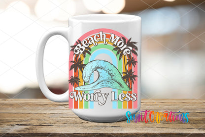 Beach More Worry Less UV DTF Cup Decal | UV893 - Swiit Creations
