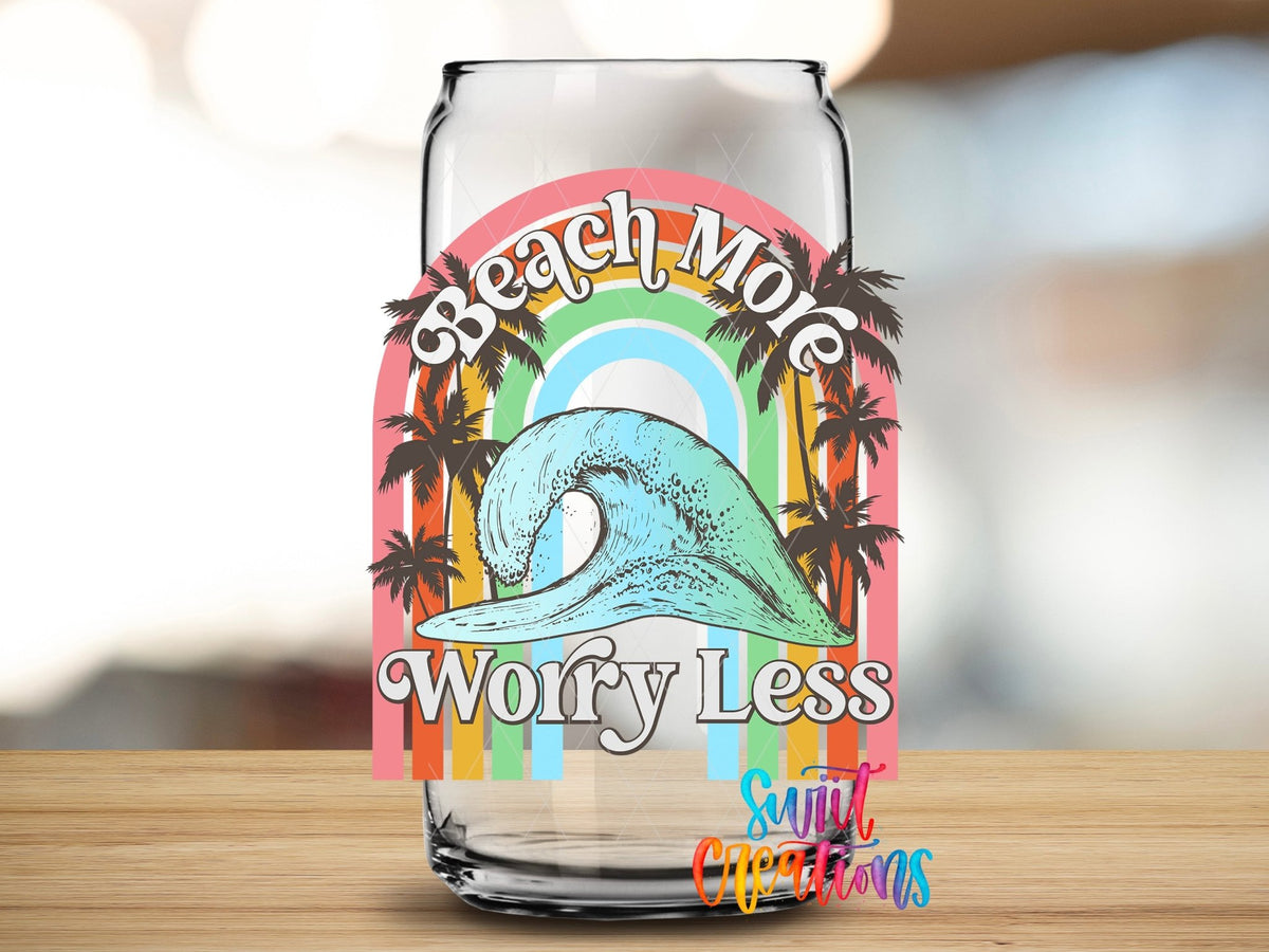 Beach More Worry Less UV DTF Cup Decal | UV893 - Swiit Creations