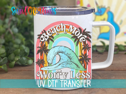 Beach More Worry Less UV DTF Cup Decal | UV893 - Swiit Creations