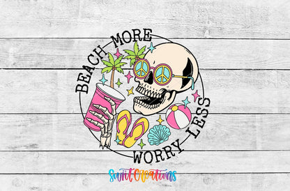 Beach More Worry Less UV DTF Cup Decal | UV894 - Swiit Creations