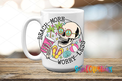 Beach More Worry Less UV DTF Cup Decal | UV894 - Swiit Creations