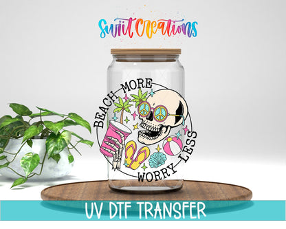 Beach More Worry Less UV DTF Cup Decal | UV894 - Swiit Creations