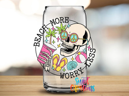 Beach More Worry Less UV DTF Cup Decal | UV894 - Swiit Creations