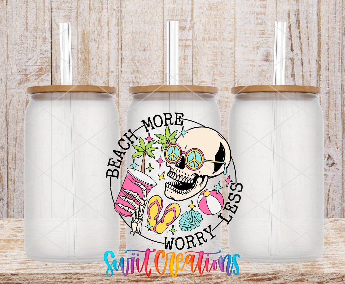 Beach More Worry Less UV DTF Cup Decal | UV894 - Swiit Creations