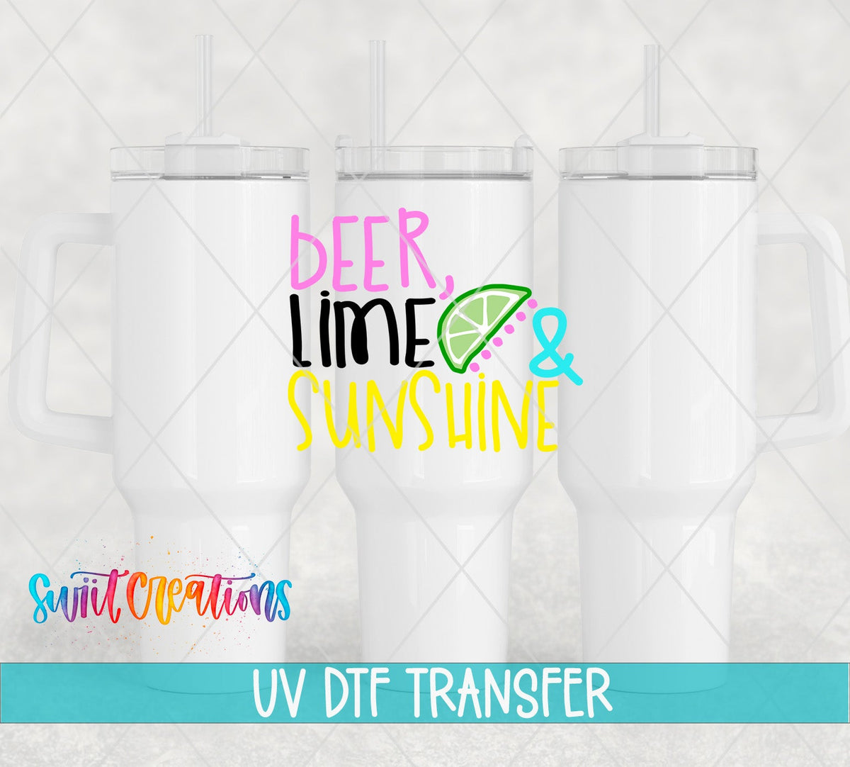 Beer Lime Sunshine UV DTF Decal | Summer Drink Quote Tumbler Wrap | UV1018 - Swiit Creations