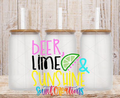 Beer Lime Sunshine UV DTF Decal | Summer Drink Quote Tumbler Wrap | UV1018 - Swiit Creations