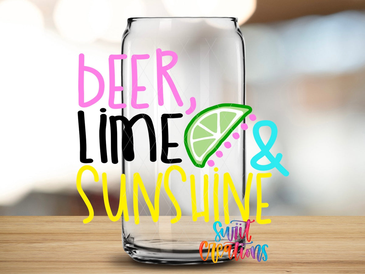 Beer Lime Sunshine UV DTF Decal | Summer Drink Quote Tumbler Wrap | UV1018 - Swiit Creations