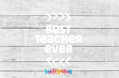 Best Teacher Ever Motel Keychain UV DTF Transfer | White Teacher Saying Decal | MK2203 - Swiit Creations