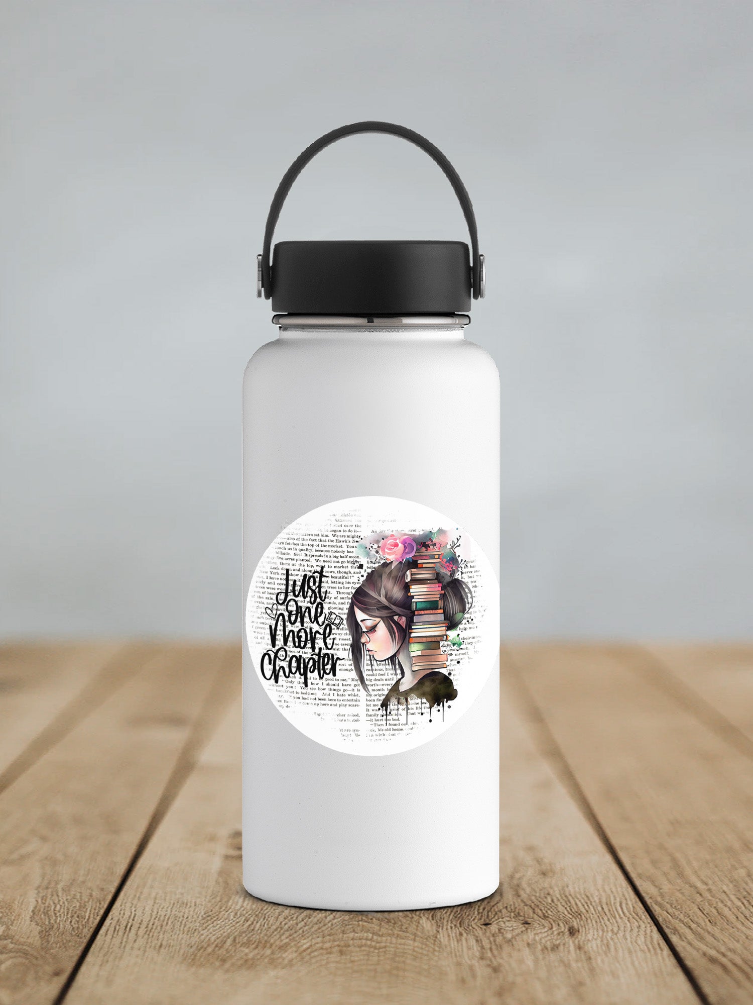 a water bottle sitting on top of a wooden table