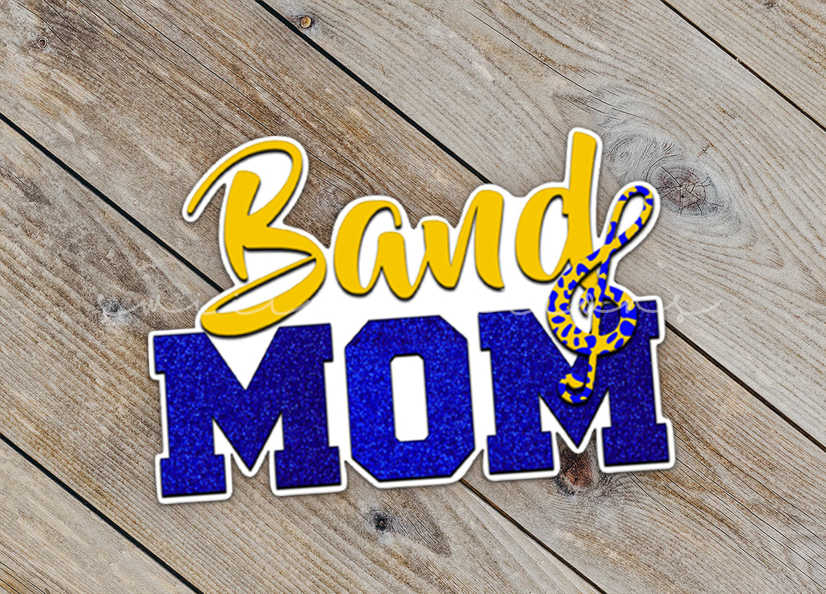 a sticker that says band mom on it