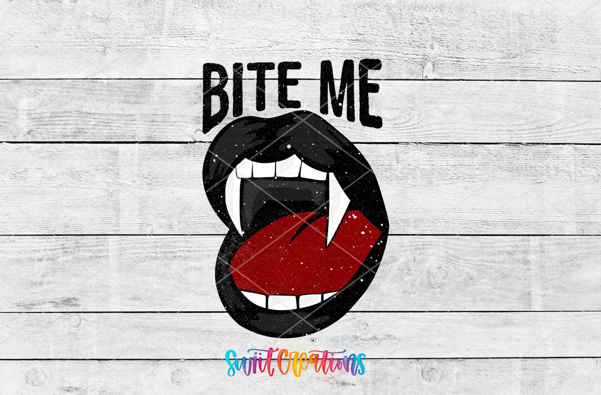 Bite Me UV DTF Decal | Vampire Lips Tumbler Wrap | Gothic Halloween Glass Can Transfer | UV1127 - Swiit Creations