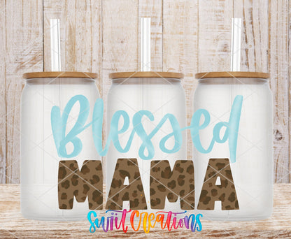 Blessed Mama UV DTF Transfer Tumbler Wrap | Leopard Print Mom Life | DTF225 - Swiit Creations
