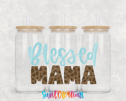 Blessed Mama UV DTF Transfer Tumbler Wrap | Leopard Print Mom Life | DTF225 - Swiit Creations