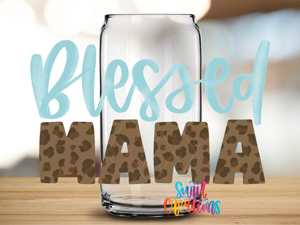 Blessed Mama UV DTF Transfer Tumbler Wrap | Leopard Print Mom Life | DTF225 - Swiit Creations