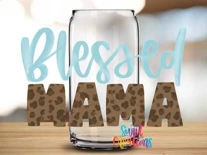 Blessed Mama UV DTF Transfer Tumbler Wrap | Leopard Print Mom Life | DTF225 - Swiit Creations