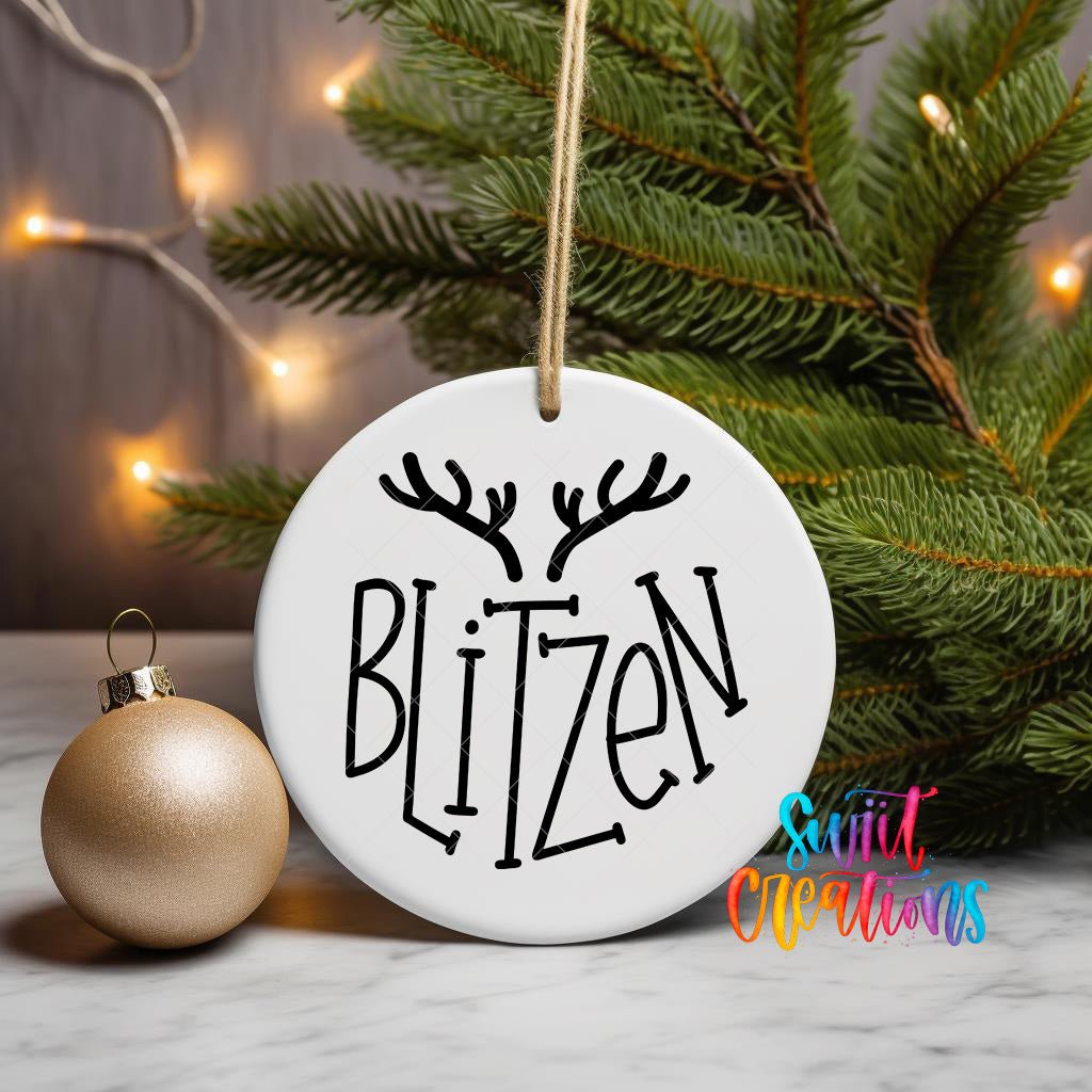 Blitzen Reindeer Name UV DTF Ornament Transfer | Antler Christmas Transfer | O-019 - Swiit Creations