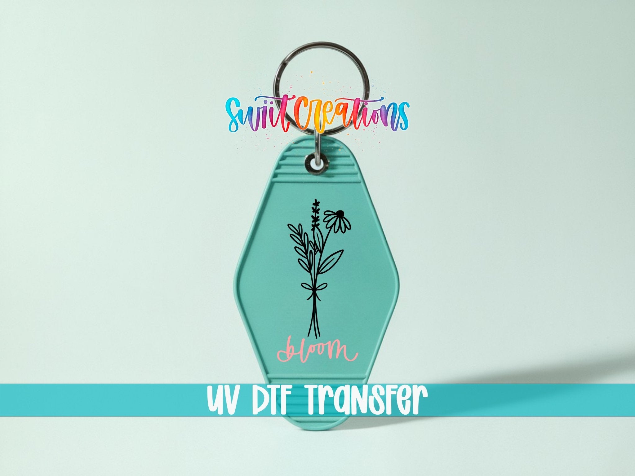 Bloom Floral Motel Keychain UV DTF Transfer | Minimalist Wildflower Decal | MK2099 - Swiit Creations