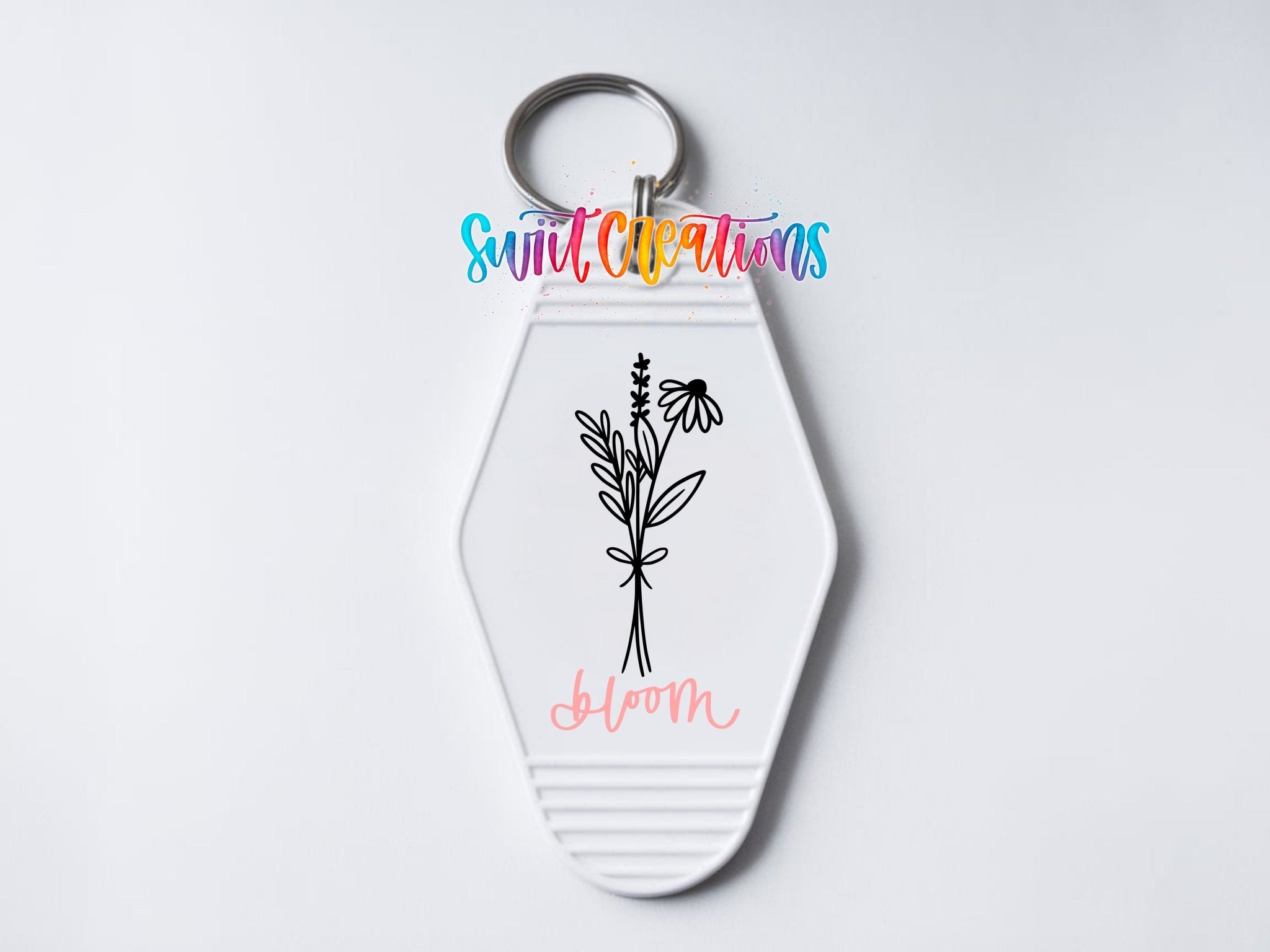 Bloom Floral Motel Keychain UV DTF Transfer | Minimalist Wildflower Decal | MK2099 - Swiit Creations