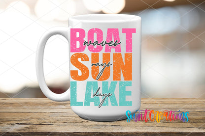 Boat Wave Sun Rays Lake Days UV DTF Cup Decal | UV850 - Swiit Creations