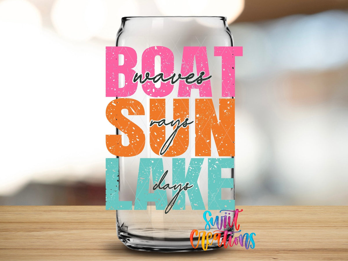 Boat Wave Sun Rays Lake Days UV DTF Cup Decal | UV850 - Swiit Creations