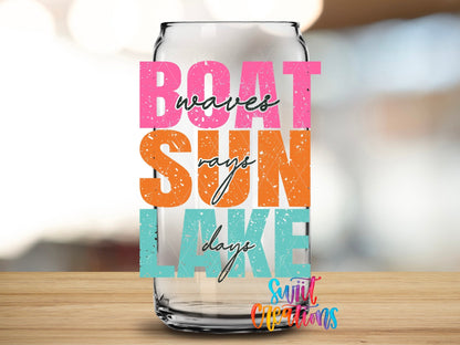 Boat Wave Sun Rays Lake Days UV DTF Cup Decal | UV850 - Swiit Creations
