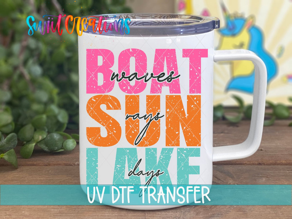 Boat Wave Sun Rays Lake Days UV DTF Cup Decal | UV850 - Swiit Creations