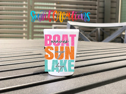 Boat Wave Sun Rays Lake Days UV DTF Shot Glass Transfer | SG850 - Swiit Creations