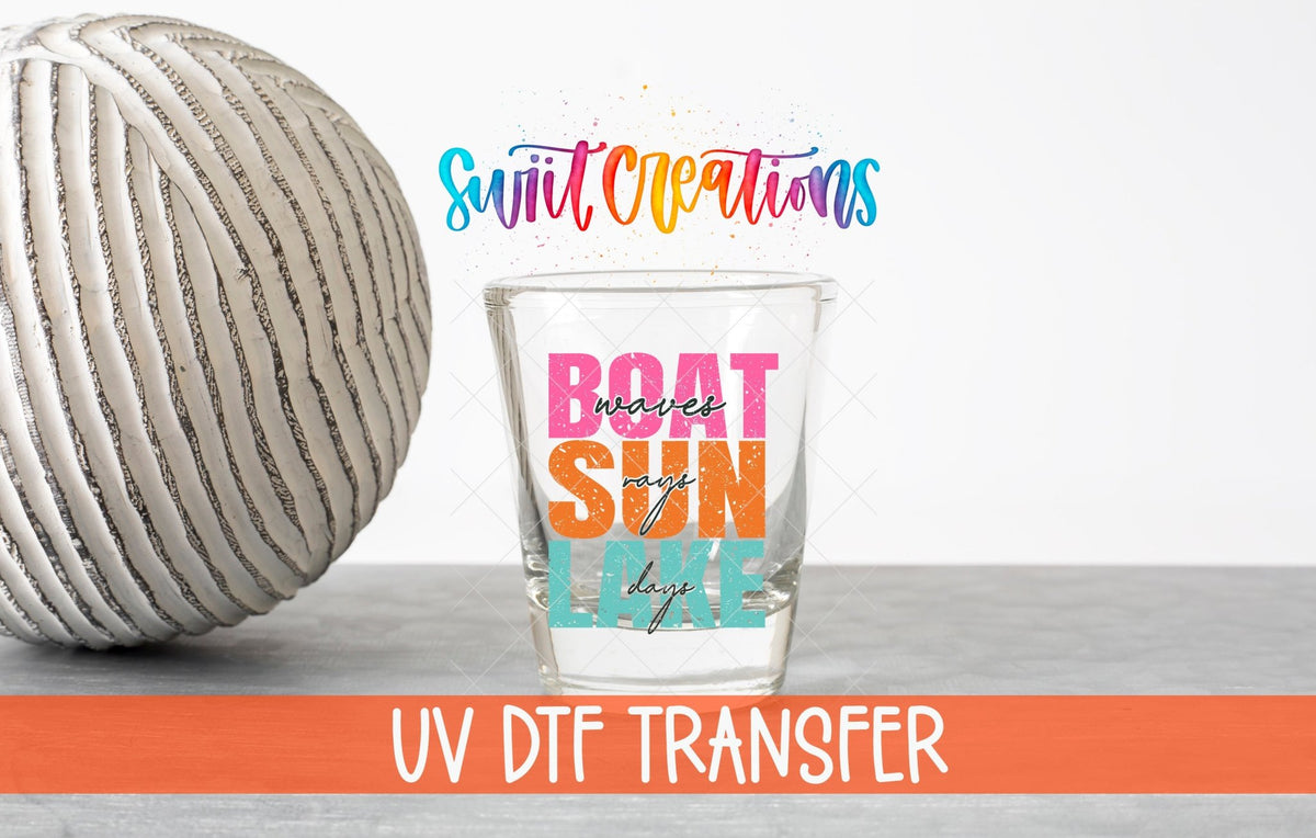 Boat Wave Sun Rays Lake Days UV DTF Shot Glass Transfer | SG850 - Swiit Creations