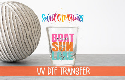 Boat Wave Sun Rays Lake Days UV DTF Shot Glass Transfer | SG850 - Swiit Creations